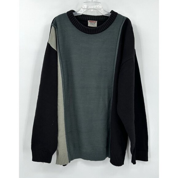 RIFLESSI crewneck sweater colorblock long sleeve heavy knit big tall 2XL - Picture 1 of 6